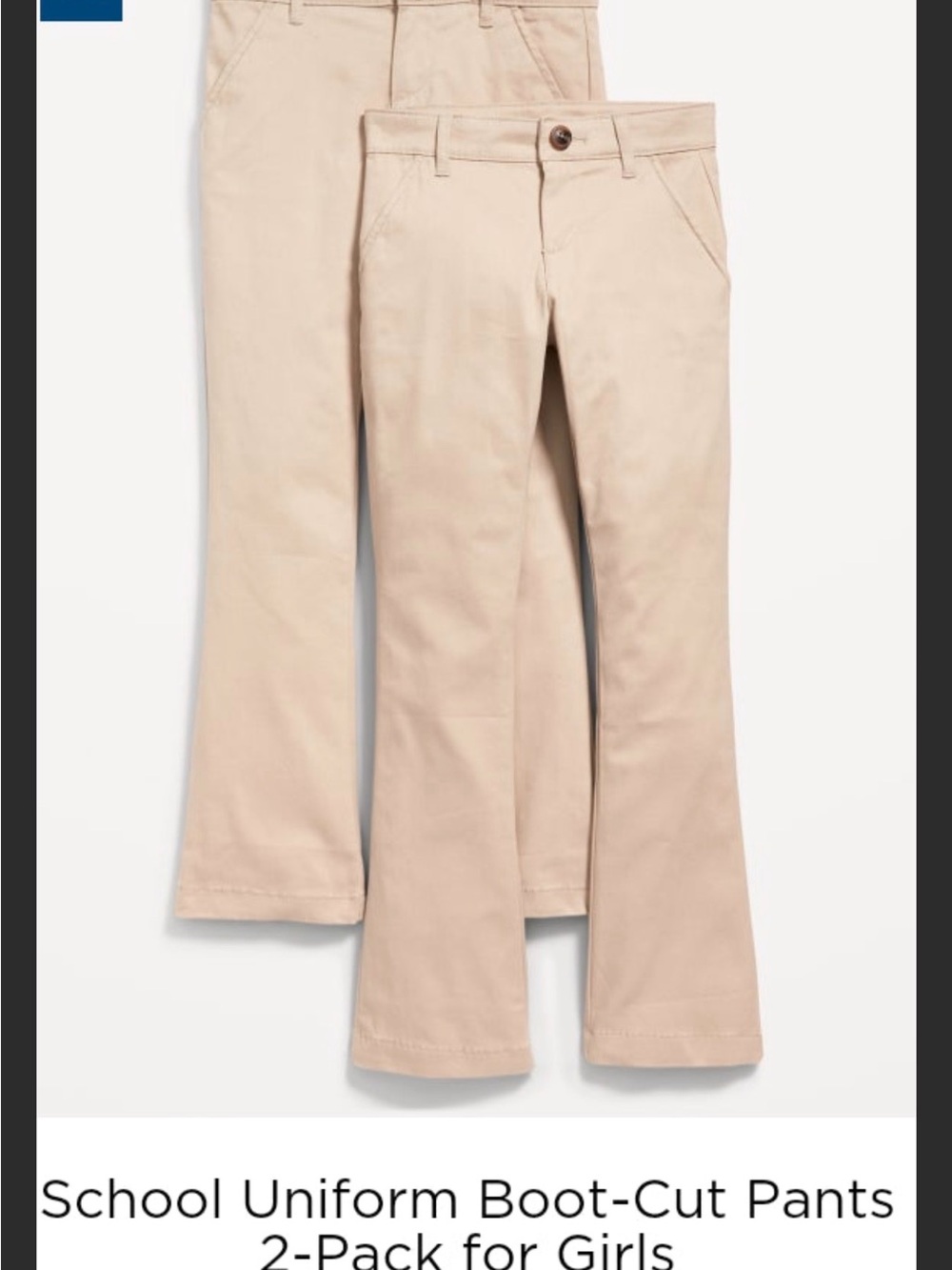 School Uniform Boot-Cut Pants - 1 Beige Khaki & 1 Navy